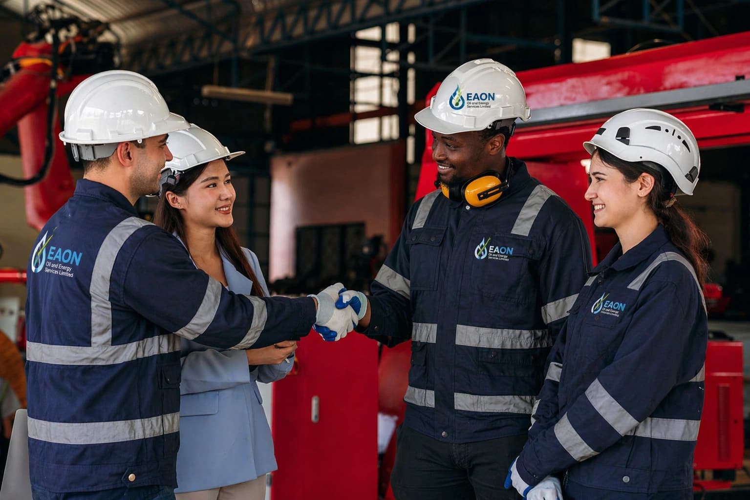 Industrial professionals handshake representing trust and partnership